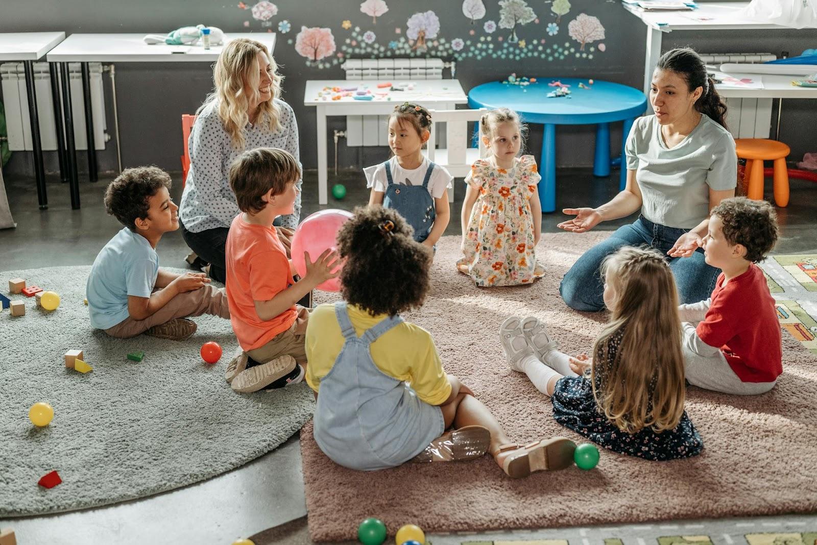 kids playing classroom nursery natural light candid